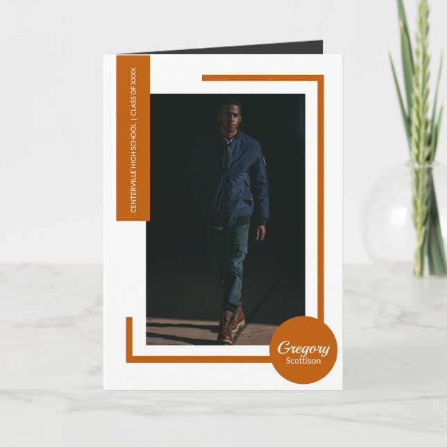 Burnt Orange Modern Photo Graduation Invitation (Front)