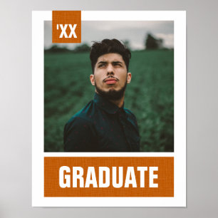 Burnt Orange Modern Textured Photo Graduation Poster