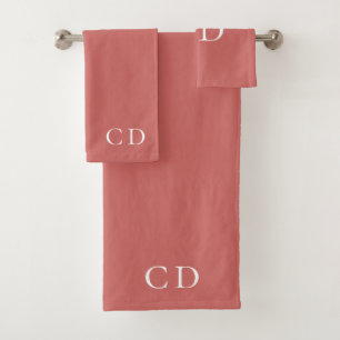 Burnt orange monogram initials  bath towel set
