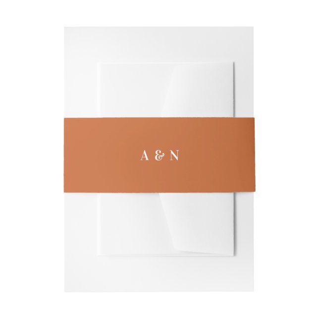 Burnt orange monogram invitation belly band (Front Example)