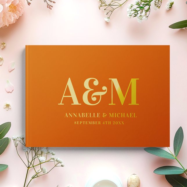 BURNT ORANGE MONOGRAM MINIMALIST WEDDING  GUEST BOOK (Creator Uploaded)