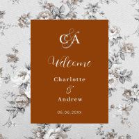 Burnt orange monogram modern wedding welcome