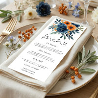 Burnt Orange Navy Blue Florals Wedding