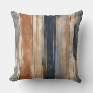 Burnt Orange Navy Dusty Blue Distressed Stripe Cushion
