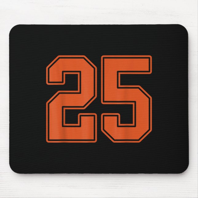 Burnt Orange Number 25 Jersey Player Uniform #25  Mouse Pad (Front)