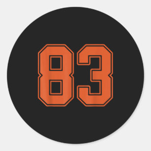 Burnt Orange Number 83 Jersey Player Uniform #83  Classic Round Sticker