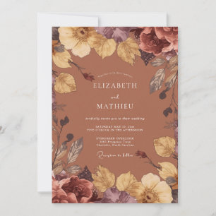 Burnt Orange Painterly Autumn Wedding Invitation