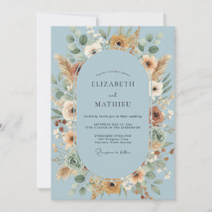 Burnt Orange Pampas Eucalyptus Wedding Invitation