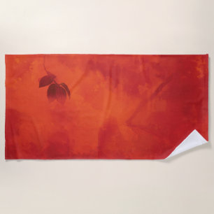 Burnt Orange Persimmon Leaf Abtract Autumn Beach Towel