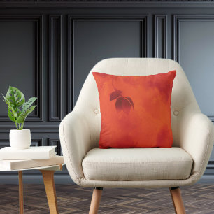 Burnt Orange Persimmon Leaf Abtract Autumn Cushion