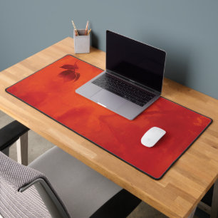 Burnt Orange Persimmon Leaf Abtract Autumn Desk Mat
