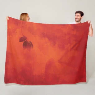 Burnt Orange Persimmon Leaf Abtract Autumn Fleece Blanket