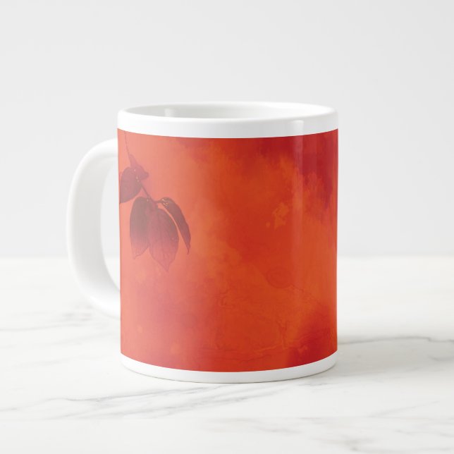 Burnt Orange Persimmon Leaf Abtract Autumn Large Coffee Mug (Front Left)