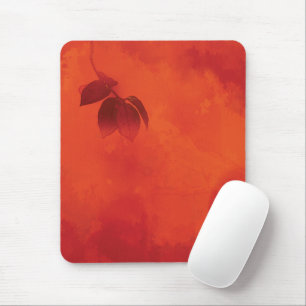Burnt Orange Persimmon Leaf Abtract Autumn Mouse Pad