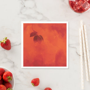 Burnt Orange Persimmon Leaf Abtract Autumn Napkin