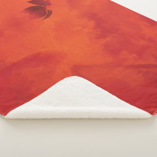 Burnt Orange Persimmon Leaf Abtract Autumn Sherpa Blanket