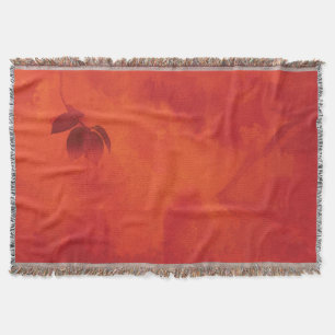 Burnt Orange Persimmon Leaf Abtract Autumn Throw Blanket