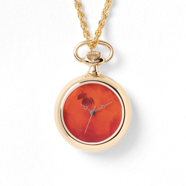 Burnt Orange Persimmon Leaf Abtract Autumn Watch (Front)
