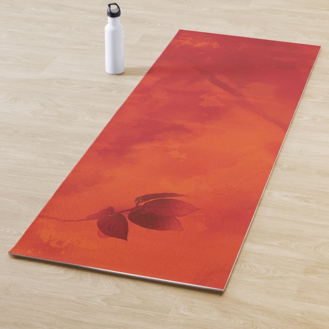 Burnt Orange Persimmon Leaf Abtract Autumn Yoga Mat (In Situ)