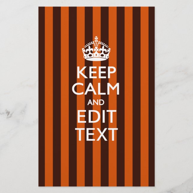 Burnt Orange Personalise This Keep Calm Accent Stationery (Front)