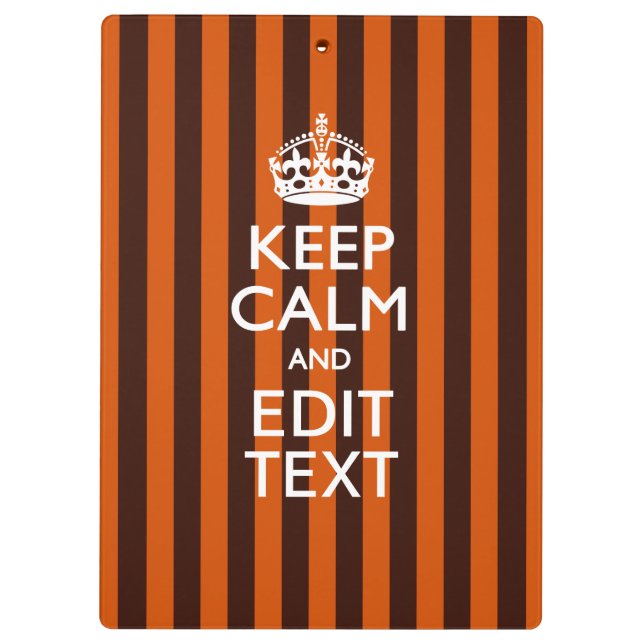 Burnt Orange Personalise This Keep Calm Decor Clipboard (Back)