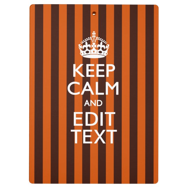 Burnt Orange Personalise This Keep Calm Decor Clipboard (Back)