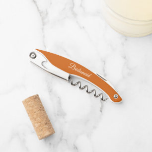Burnt Orange Personalised Wedding Bridesmaid Corkscrew