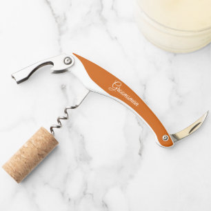Burnt Orange Personalised Wedding Groomsman Corkscrew