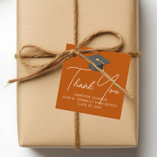 Burnt Orange Personalized Graduation Party Favour Tags