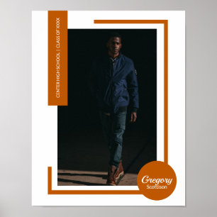 Burnt Orange Photo Modern Graduation Poster
