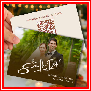 Burnt Orange Photo QR Code Save the Date