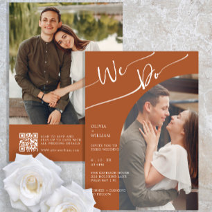 Burnt Orange Photo QR Code Wedding Invite