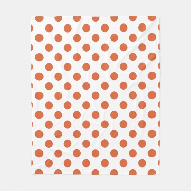 Burnt orange polka dots fleece blanket (Front)