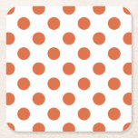 Burnt orange polka dots square paper coaster<br><div class="desc">Burnt orange polka dots on a white background.</div>