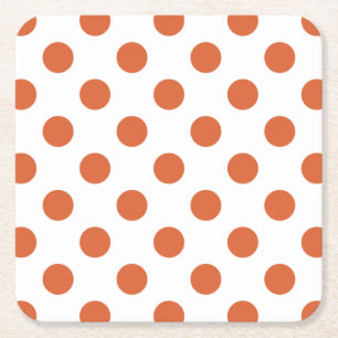 Burnt orange polka dots square paper coaster