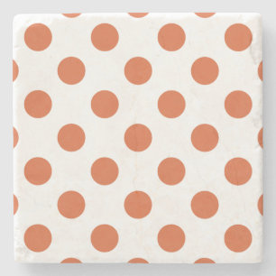 Burnt orange polka dots stone coaster
