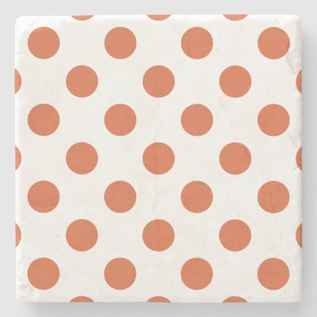Burnt orange polka dots stone coaster (Front)