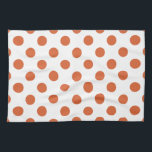 Burnt orange polka dots tea towel<br><div class="desc">Burnt orange polka dots on a white background.</div>