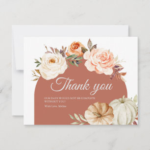 Burnt Orange Pumpkin Baby Shower Thank you Card