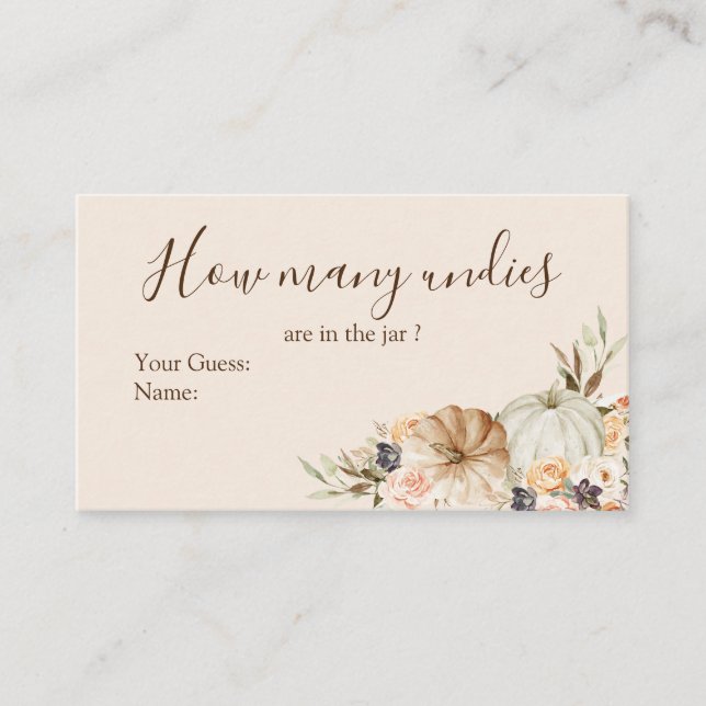 Burnt orange pumpkin Floral How Many Undies Enclos Enclosure Card (Front)