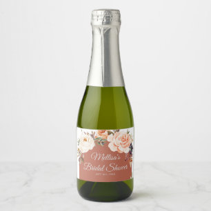 Burnt orange pumpkin floral Mini Sparkling Wine Label