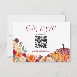 Burnt Orange Pumpkin Floral Rsvp Online Card