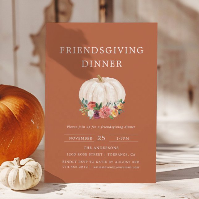 Burnt Orange Pumpkin Friendsgiving Dinner Invitation (Creator Uploaded)
