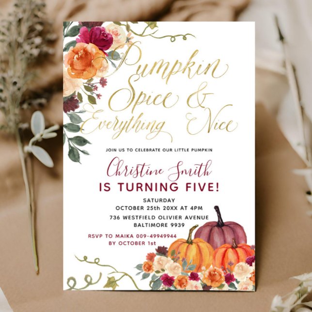 Burnt Orange Pumpkin Kid's Birthday Invite (Creator Uploaded)