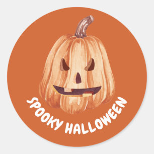 Burnt Orange Pumpkin Spooky Halloween Classic Round Sticker