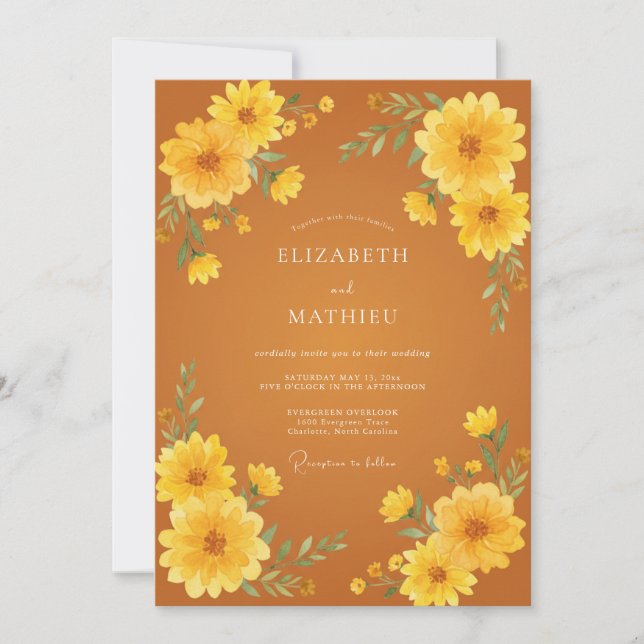 Burnt Orange Radiant Harvest Wedding Invitation (Front)