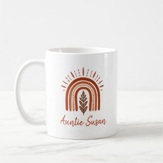 Burnt Orange Rainbow Plant Auntie Coffee Mug