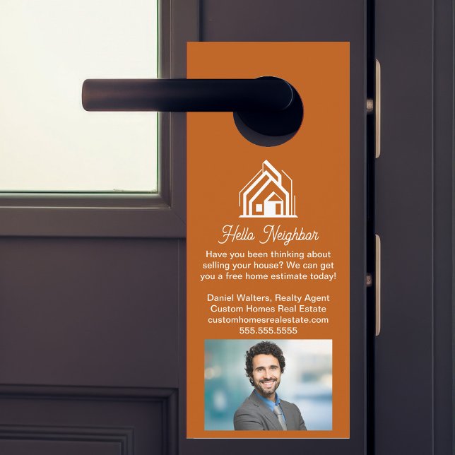 Burnt Orange Real Estate Company Advertising Door Hanger (Creator Uploaded)