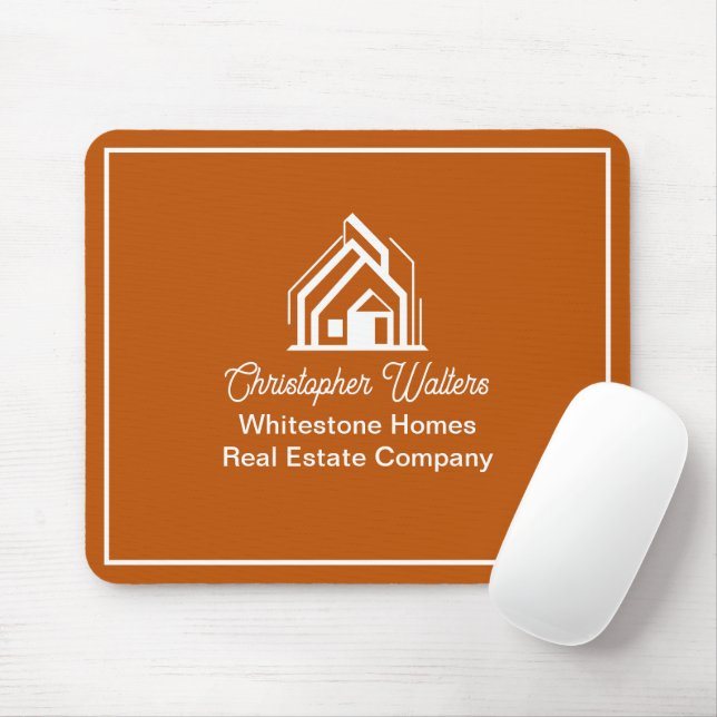 Burnt Orange Real Estate Company Custom Realtor Mouse Pad (With Mouse)