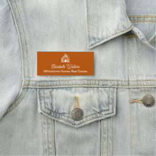 Burnt Orange Real Estate Company Custom Realtor Name Tag